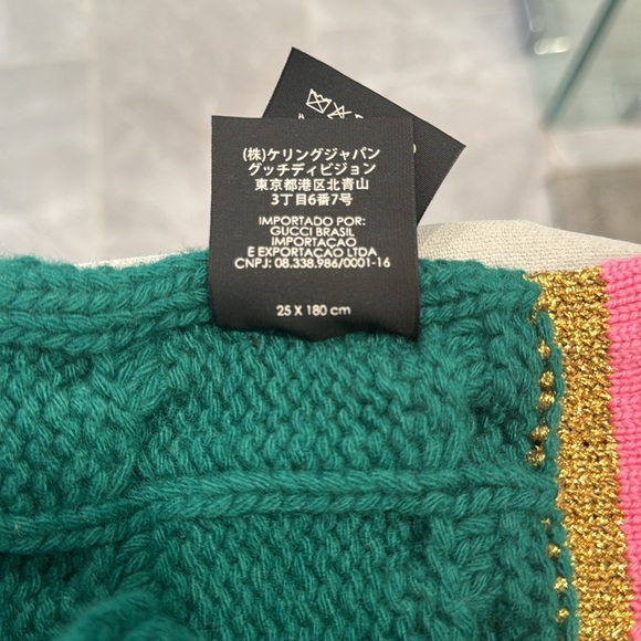 Gucci Wool and Cashmere Pink and Green Scarf - Picture 6 of 6